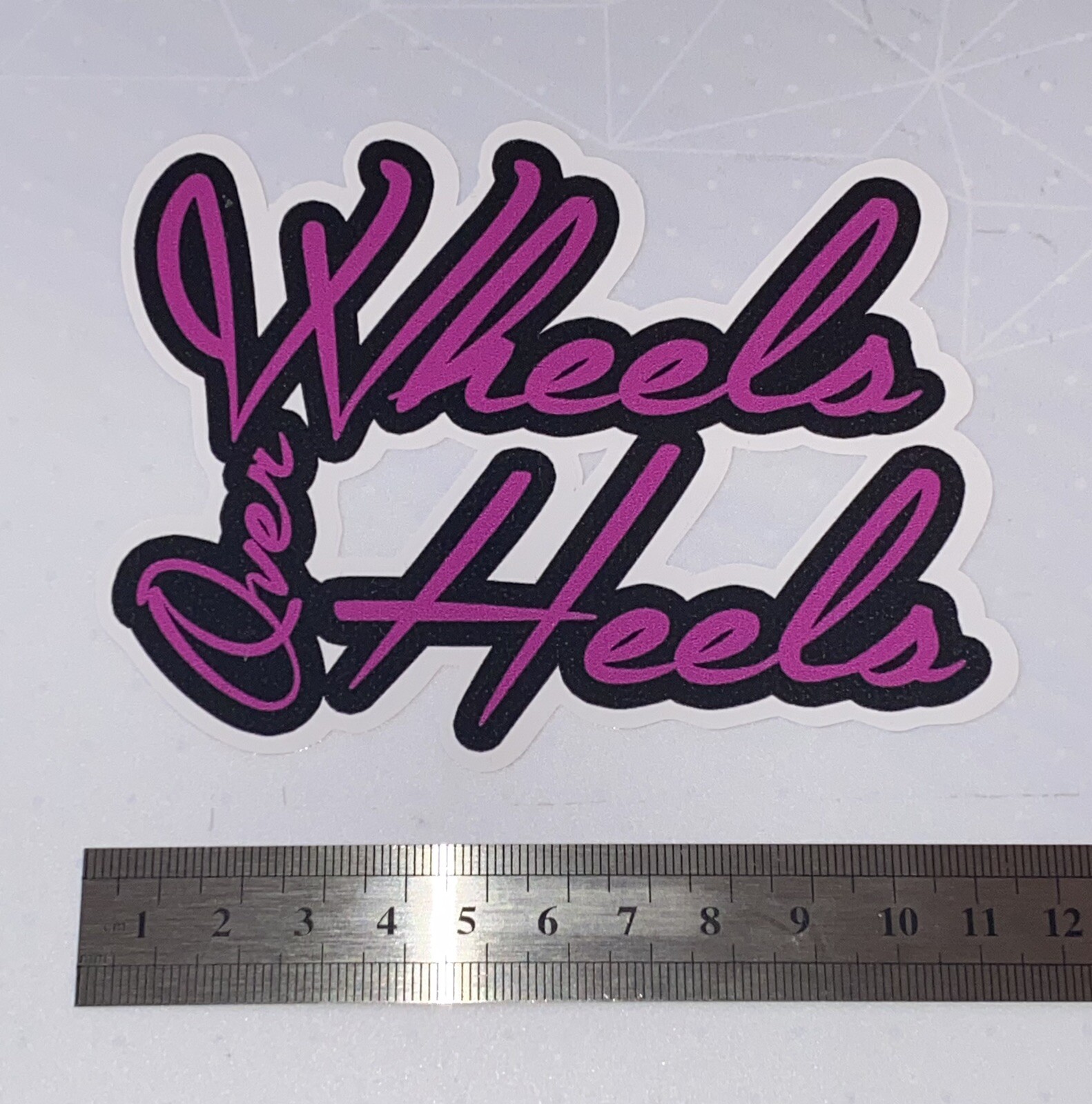 Funny Pink Wheels Over Heels Custom Vinyl Car Sticker-image