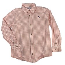 Boys TOMMY BAHAMA KIDS Salmon Plaid Long Sleeve Button Up Shirt - Size Largr