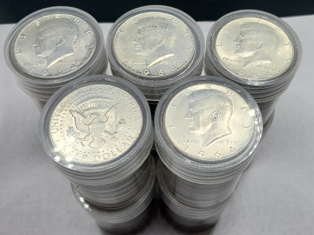 100-face-value-90-silver-jfk-half-dollars-1964-ten-rolls-full-dates