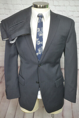 Apt. 9 Mens Gray Stripe Regular Fit 2 Piece Suit 42R Jacket 34/28 Pant