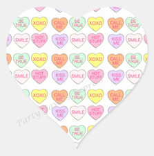HAPPY VALENTINES DAY ENVELOPE SEALS LABELS STICKERS PARTY FAVOR - Heart Shaped