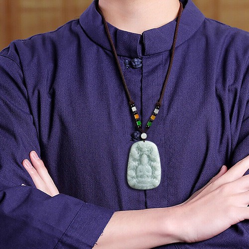Real Grade A 100% Natural Green Jade Jadeite Dragon Kwan-yin Pendant - Picture 4 of 7