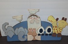 Large Wooden Noahs Ark Nursey Wall Plaque 20 Inch Long  12 Inch Tall Adorable