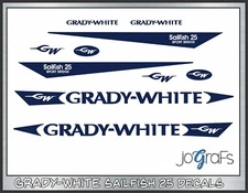 Grady White-Sailfish 25 Sport Bridge Decals Hull Replacement Stickers-Dark Blue