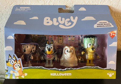 2024 Bluey HALLOWEEN 2.5'' Chloe Lucky Bingo Figure 4 Pack Ghost Dracula NEW+BOX