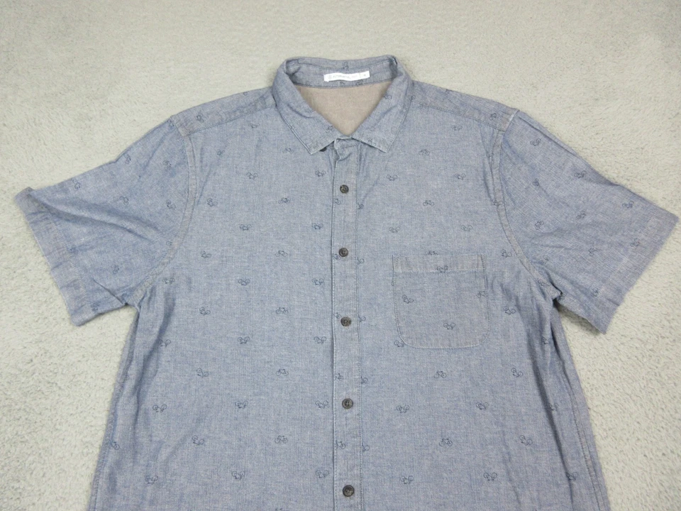 Рубашка мужская Alternative очень большая синяя на пуговицах лагерная повседневная с коротким рукавом - Изображение 3 из 4