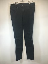 White House Black Market WHBM Jeans Skinny Black Jeans 2R Destroyed