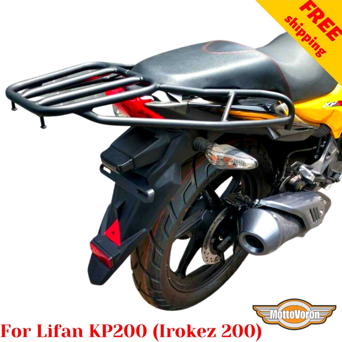 Lifan KP 200 Rear Luggage Rack Steel Black Motto Left