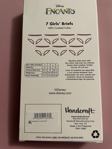 7 PACK Disney Encanto Assorted Girls Panties Multicolor Briefs Sz 4 Cotton New - Picture 2 of 2