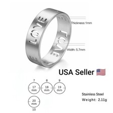 New Simple Stainless Steel Ring Letters Love Hollow Round Lovers Rings Trendy
