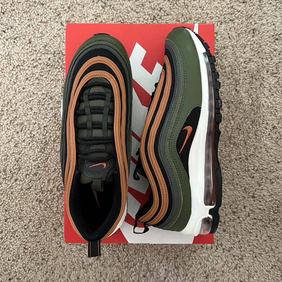 Brand New Nike Air Max 97 SE Black Olive Green Brown White DQ4687
