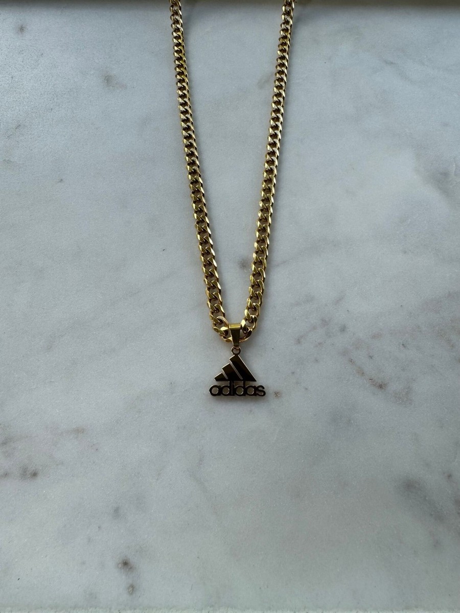 Adidas Necklace 5mm Cuban 22” Chain Gold Plated Fathers Day