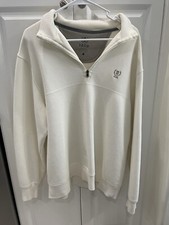 IZOD Ivory Cream Pull Over 1/4 Zip Sweater Size Large