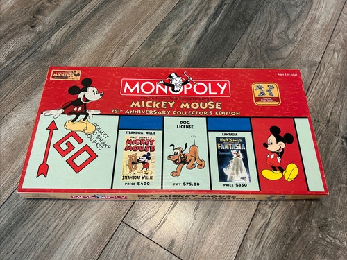 NIB Disney Mickey Mouse Monopoly 75th Anniversary Collector's Edition Board Game