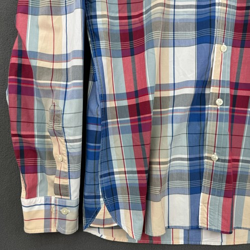 Brooks Brothers Hemd Herren Medium rot Fleece kariert langarm Button Down weich - Bild 2 von 14