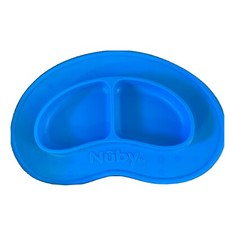 NUBY Silicone 2 Sectioned Feeding Bowl Mat Dishwasher Microwave Safe Blue Mint