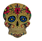 Halloween Sugar Skull Serving Board Natural Wood Day of the Dead