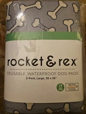 ROCKET & REX Reusable Dog Training Pads LG Waterproof 30” x 36” 2-Pack Quilted