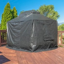 Pre-owned 10'x12' Universal Winter Gazebo Cover w/Sidewalls&Mesh Windows,Black