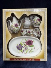 Vintage Royal Norfolk 8 piece Porcelain Tea Set Miniature Toy Doll Set Floral