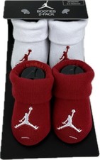 Nike Baby 2 Pk Red White Ankle Cotton Jordan Jumpman Logo Booties Set Sz 0-6 MO