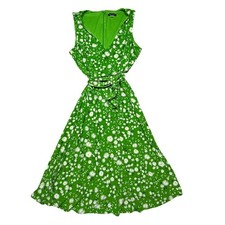 Tommy Hilfiger Green Daisy Floral Fit Flare Midi Dress Summer 14 Retro Garden