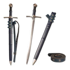 Handmade Cast Sharp Blade Medieval Sword Full Tang Leather Cover Real Metal