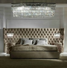 Letto imbottito lusso letti matrimoniali camera da letto tessuto Chesterfiel king size nuovo