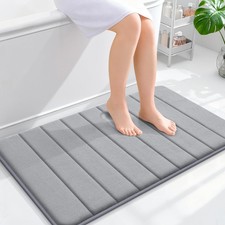 OLANLY Memory Foam Bath Mat 35x24, Super Soft Absorbent 35" X 24", Grey