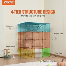 Large 4tier Cat Cage 41 x 41 x 55 Detachable Metal Wire Cat Enclosure