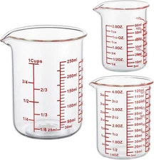 Ackers High Borosilicate Glass Measuring Cup Set with Pour Spout,60ml(2OZ),120ml