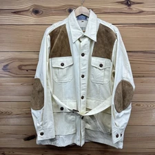 Vtg Ducks Unlimited Hunters Fit Field Jacket Mens XL Leather Patches Belted HR