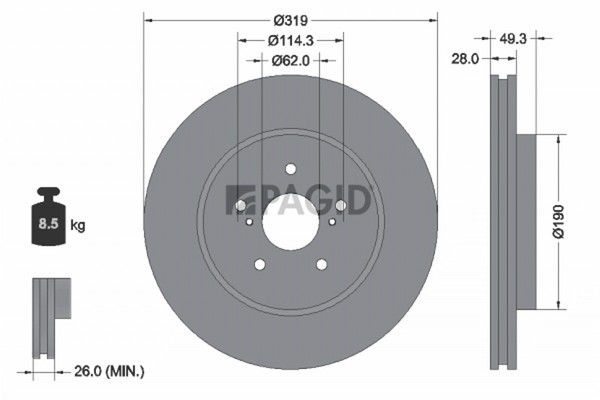 2X Pagid Bremsscheibe 54715NC FüR Lexus RX 300 MCU35_ MCU35R 350 GSU30_ AWD 400H-image