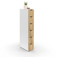 Tour de rangement 6 tiroirs WILO sur roulettes colonne gain de place blanc et fa