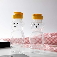 2Pcs Yellow 8 Oz Plastic Bear Honey Bottle Jars, Empty Honey Squeeze Bottle w...