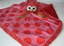 Baby Starters Owl Pink Polka Dots  Satin Rattle Security Blanket/Lovey 2013