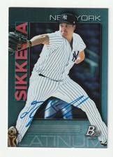 TJ Sikkema Signed 2020 Bowman Platinum Card Auto New York Yankees Autograph COA