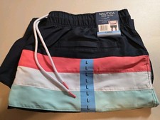 Nautica Men's Quick Dry Elastic Drawstring Beach Swim Trunks Coral Large- NWT