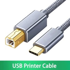 USA USB-C to USB-B 2.0 Cable For Nylon Epson HP Canon Brother Printer Scanner
