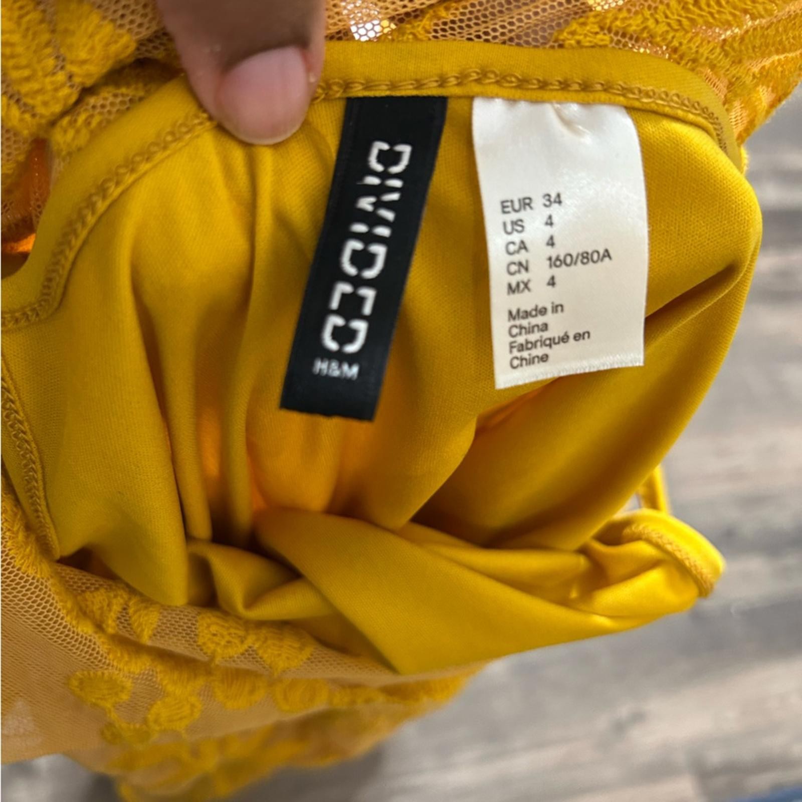 Divided H&M Yellow Lace Long Sleeve Dress thumbnail 3