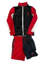 Boys Air Jordan Red/black 4-5 Years Long Set Jacket Shorts