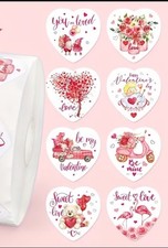 40 PCs Heart Shaped 1  Valentine  s Day Stickers Envelope Seals Cards 8 Designs