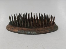 Vintage Copper Hard Spike Oval Flower Frog. Unbranded