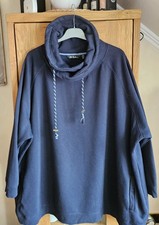 Ulla Popken Sweatshirt Gr. 58/60 marine weiter Kragen mit Kordelzug
