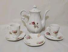 Vintage Child  s Rose Tea Set-Teapot, 2 Cups  3 Saucers-Japan Porcelain