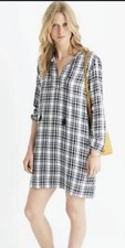 Madewell Long Sleeve Blue White Plaid Dress Size Large