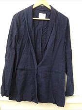 Old Navy Womens Blazer Jacket Navy Blue Linen Blend Career Size Medium M NWT