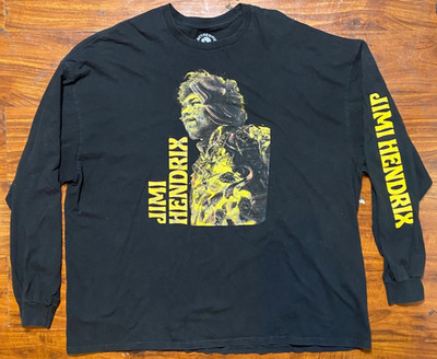 JIMI HENDRIX Authentic Long Sleeve w/Sleeve Hit Black Graphic Shirt SZ 2XL