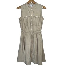 Nine West Sleeveless Dress Drawstring Waist Utility Pockets XS
