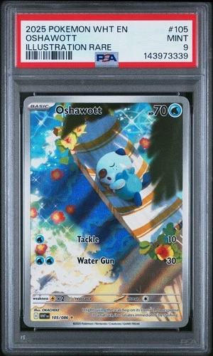 2025 POKEMON WHT EN-WHITE FLARE ILLUSTRATION RARE #105 OSHAWOTT PSA 9